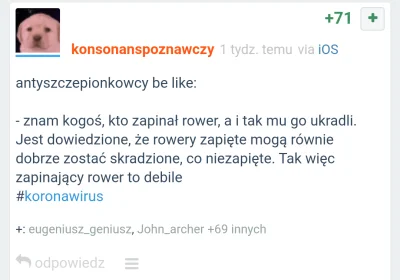 k.....g - Covidowcy:
Masz zapiąć rower, bo jak nie zapniesz to mogą ukraść tym co za...