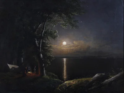 Lifelike - Moonlit coastal scene with encampment; Henry Pether
olej na płótnie, 37,5...