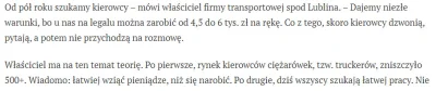 PlejBania - Tak tak. "Szef" płaci 4500 ale kierowcom się nie chce, bo wolą 500+
Czyl...