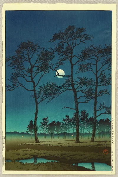 Lifelike - Winter Moon over Toyama Plain; Kawase Hasui
drzeworyt, 1931 r.
#artevari...