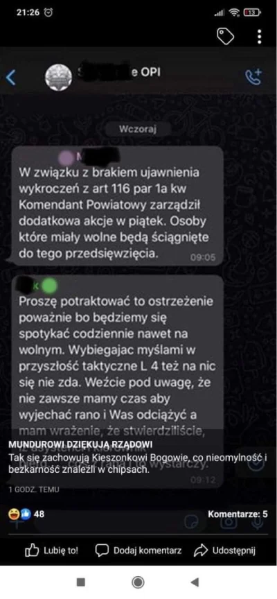 MMACIEKzKLANU - Wrzucę jak wyglada komunikacja z góry do funkcjonariuszy ogniwa patro...