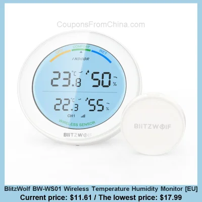 n____S - BlitzWolf BW-WS01 Wireless Temperature Humidity Monitor [EU]
Cena: $11.61 (...