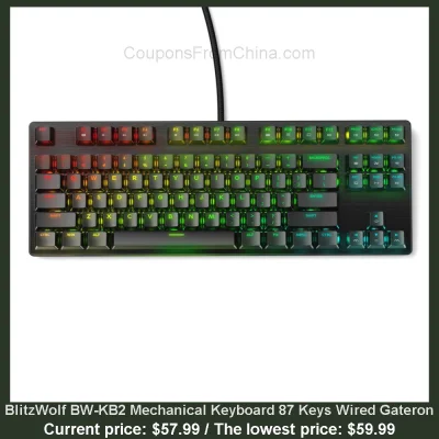 n____S - BlitzWolf BW-KB2 Mechanical Keyboard 87 Keys Wired Gateron
Cena: $57.99 (na...