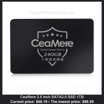 n____S - CeaMere 2.5 inch SATA3.0 SSD 1TB
Cena: $68.19 (najniższa w historii: $88.59...