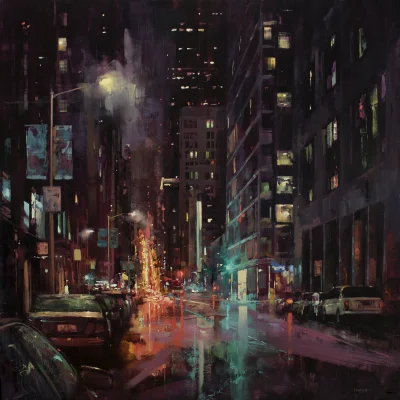 Hoverion - Lindsey Kustusch
Night out, olej na panelu, 32x32"
#artventure 
#malars...