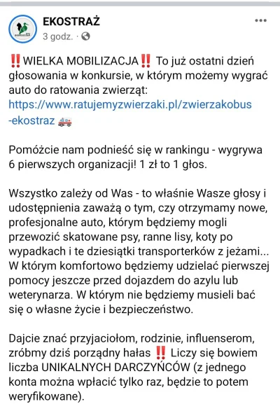 piotredarew - https://www.ratujemyzwierzaki.pl/zwierzakobus-ekostraz #pomagajzwykopem...