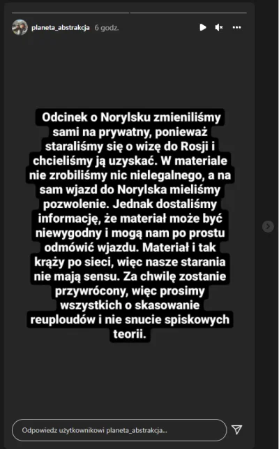 mereczek64 - Planeta abstrakcja IG : '' Odcinek o Norylsku zmieniliśmy sami na prywat...