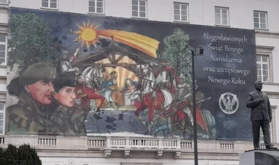 Kozajsza - Mural ten przedstawia podobno polskich pograniczników wyrzucających ciapat...