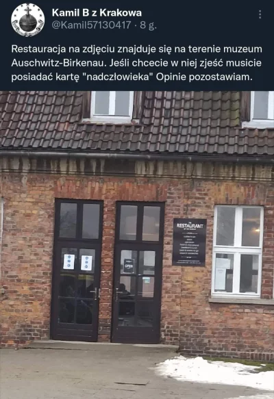 downight - Niezaszczepieni nie mogą wejść do restauracji na terenie Auschwitz Birkena...