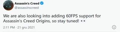 patrol411 - Ubisoft pracuje nad patchem 60fps do Assassins Creed Origins
#ps4 #ps5 #...