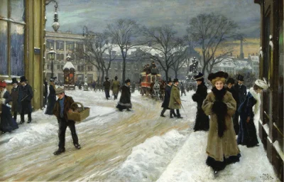 GARN - #sztuka #art #malarstwo #obrazy autor: Paul Gustave Fischer, Vinterdag in Kong...