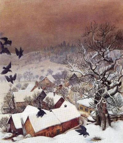 Lifelike - Randegg in the snow with ravens; Otto Dix
olej, tempera na desce, 1935 r....