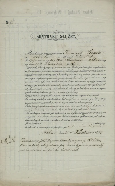 myrmekochoria - Kontrakt na stanowisko fornala, 1854. Piękny dokument - oczywiście ni...