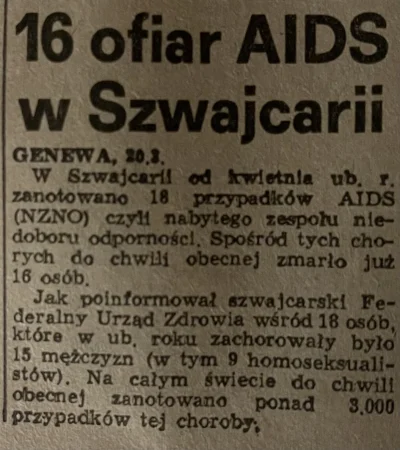 m.....o - #zdrowie #aids #hiv #ciekawostki z Expressu Wieczornego z 21. marca 1984 ro...