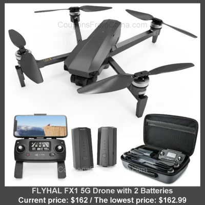 n____S - FLYHAL FX1 5G Drone with 2 Batteries
Cena: $162 (najniższa w historii: $162...