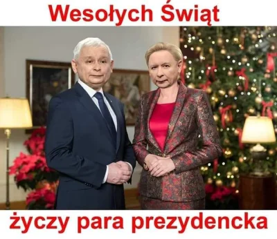 p.....7 - Para prezydencka życzy Wesołych Świąt 
( ͡° ͜ʖ ͡°)ﾉ⌐■-■
#kaczynski #bekaz...