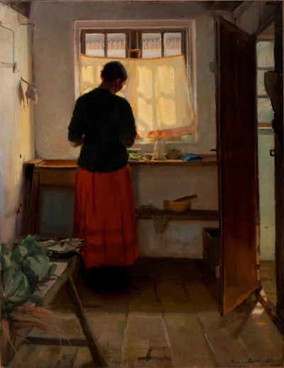 GARN - #sztuka #art #malarstwo #obrazy autor: Anna Ancher, The maid in the kitchen, (...