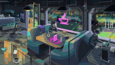 GARN - #pixelart #gif autor: kirokaze, Cold Day