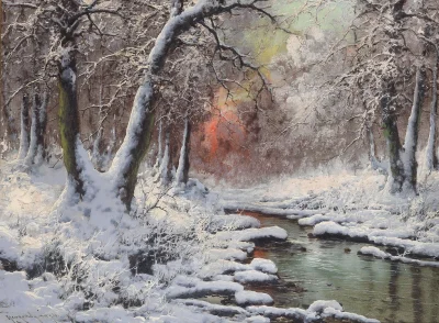 Lifelike - River Landscape in Winter in the Evening Light; Laszlo Neogrady
olej na p...