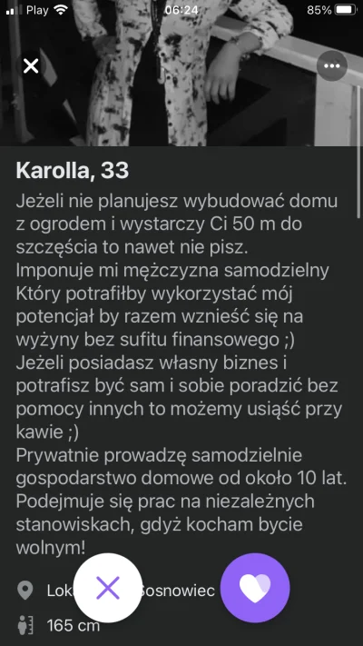 W.....W - To niezłe wylosowało. Ty wybuduj dom i zarób też ty xD
#tinder #heheszki #...