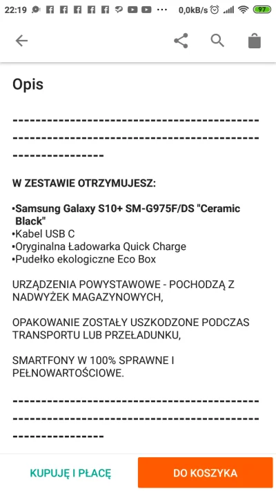 defaulttt - mirki znalazłem oferte na s10+ na allegro z mocną obniżką ale zastanawia ...