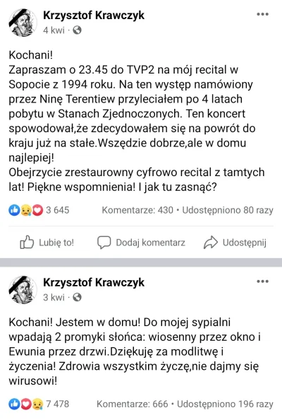 Tommy__ - @kleopatrixx pamiętam Krawczyka. Jak się dowiedzieli wszyscy, że ma covid a...