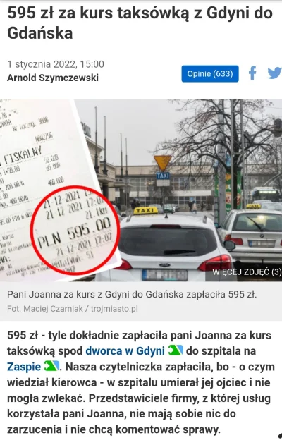 P3tro - 595zl za kurs złotówy z Gdyni do Gdańska, poza tym palant jechał ponad godzin...