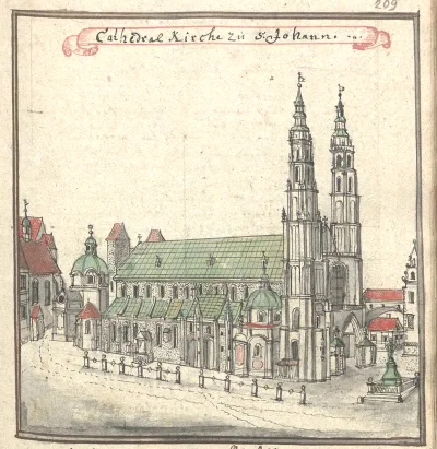 PrzewodniG - Ręczna ilustracja katedry św. Jana Chrzciciela z połowy XVIII wieku (ʘ‿ʘ...