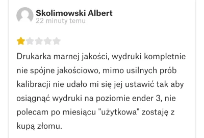 KarolaG17 - Recenzja użytkownika na stronie Prusy

Czyli jednak! Ender > Prusa xD
...