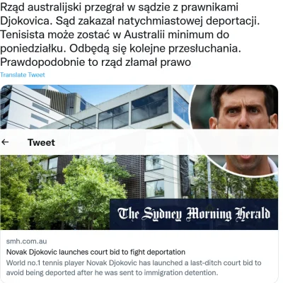 Rabusek - Jeśli Djoković wygra, to znaczy, że rząd australijski złamał prawo nie wpus...