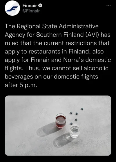 zielonka18 - W Finlandii stabilnie - nawet w samolocie nie dostaniesz alkoholu po 17 ...