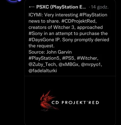 dzeksondzekson - Ciekawostka, nasze orły z #cdprojektred zwróciły się do Sony żeby ku...