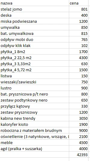 Drmscape2 - @Velani: Zmobilizowałeś mnie do wyciągnięcia kosztów samej łazienki z fak...