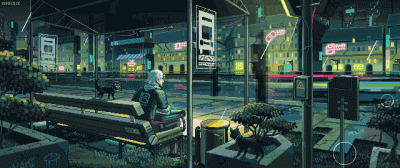 GARN - #pixelart #gif autor: Kirokaze, Lonely Rain