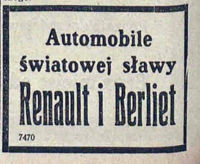 francuskie - Reklama Renault z 1925 roku w czasopiśmie lustrowana Republika. 1925-07-...