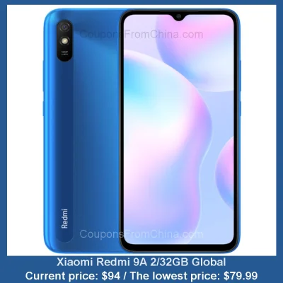 n____S - Xiaomi Redmi 9A 2/32GB Global
Cena: $94.00 (najniższa w historii: $79.99)
...