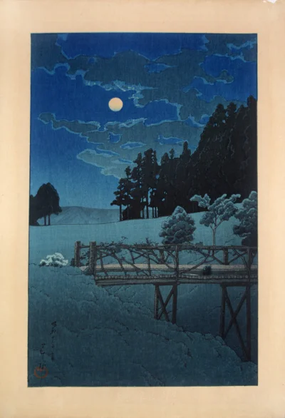 Lifelike - Moon over Akebi Bridge; Kawase Hasui
drzeworyt, 1935 r.
#artevaria
#szt...