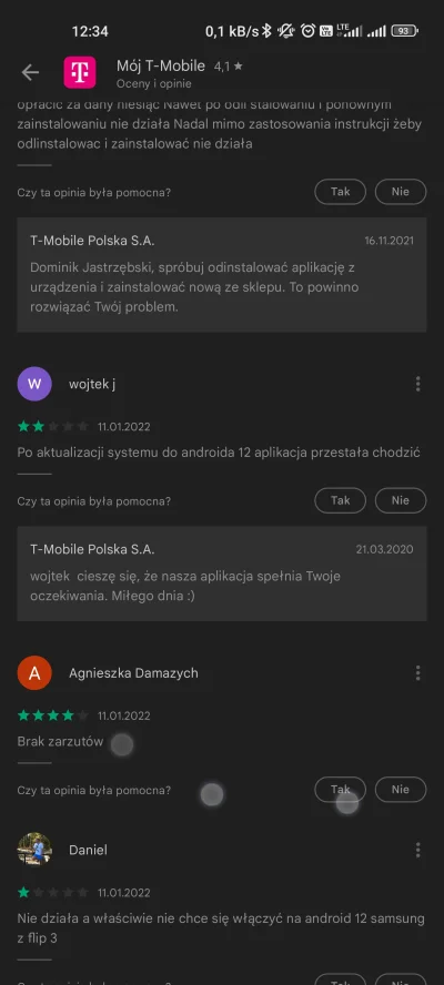 Loloman - Hej T-Mobile #tmobile kiedy zaktualizujecie apkę by działała na Android 12?...