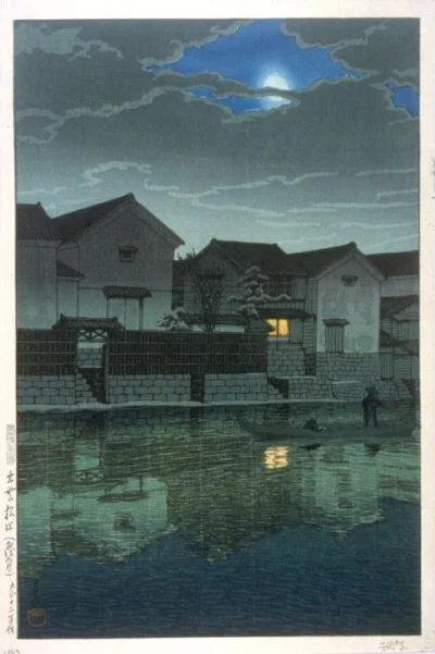 Lifelike - Hazy Moon at Matsue in Isumo; Kawase Hasui
drzeworyt, 1924 r., 36,4 x 24 ...