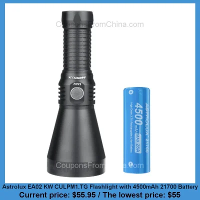 n____S - Astrolux EA02 KW CULPM1.TG Flashlight with 4500mAh 21700 Battery
Cena: $55....