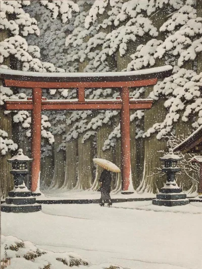 Lifelike - Snow at the Shrine Entrance, Hakone Gongen; Kawase Hasui
drzeworyt, 1949 ...