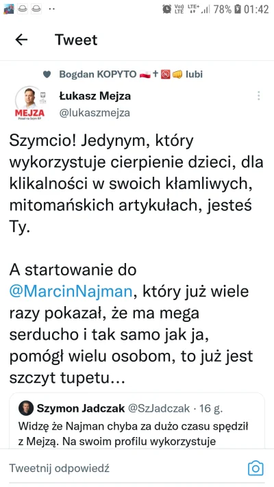 N.....t - Co za gość XD

https://twitter.com/lukaszmejza/status/1482130061264310272...