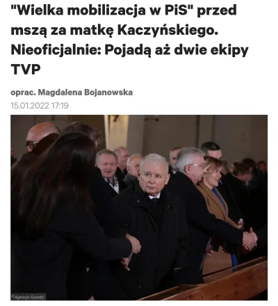 Jabby - Dwie ekipy TVP na mszy w intencji matki Kaczyńskiego. Miło mieć świadomość że...