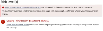 delvian - Kanada wydała ostrzeżenie przed podróżą na Ukrainę. 

https://travel.gc.c...