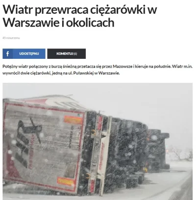 maciekawski - Wiatr przewracając ciężarówki w Warszawie, osobówką zaledwie kołysze.
...