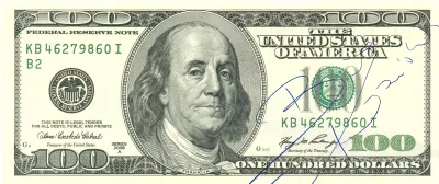 sciana - 100 dolarów z autografem Beaty Kozidrak, jakby się ktoś pytał.