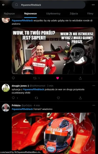 krystekize - Co się dzieje na Twitterze pod #queenoftheblack XDDD 
#f1