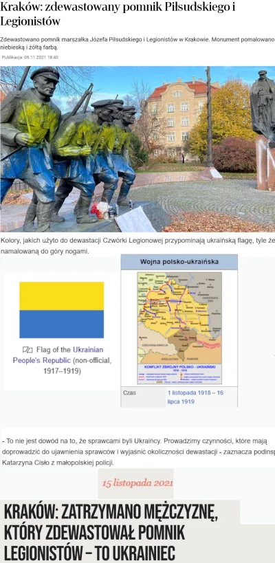 1624294678 - 2 miesiace temu w Krakowie pomalowano na ukraińskie barwy pomnik legioni...