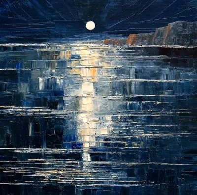 Hoverion - Justynia Kopania
Księżycowa noc, 2014, olej na płótnie
#artventure 
#ma...