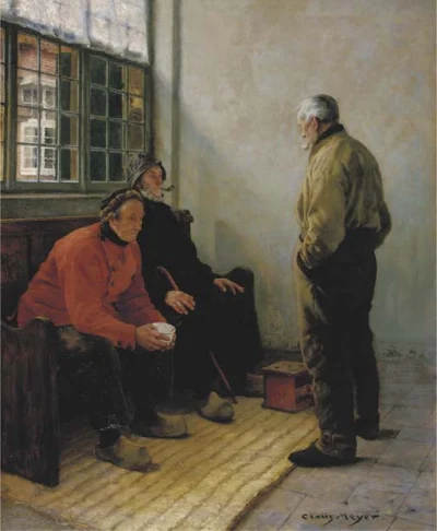 GARN - #sztuka #art #malarstwo #obrazy autor: Claus Meyer, A Volendam interior (1888)...